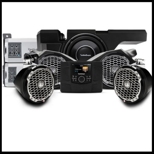 1,150 Watt stereo, front and rear speaker, and subwoofer kit for select Polaris® RZR® models  RZR-STAGE5