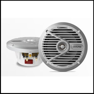 ALPINE SPS-M601  6.5” Coaxial 2-Way Marine Speaker with Silver Grilles Audio Design