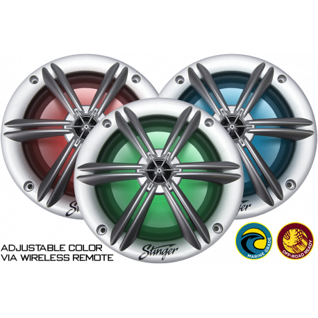 6.5” SILVER COAXIAL SPEAKER WITH BUILT-IN MULTI-COLOR RGB LIGHTING